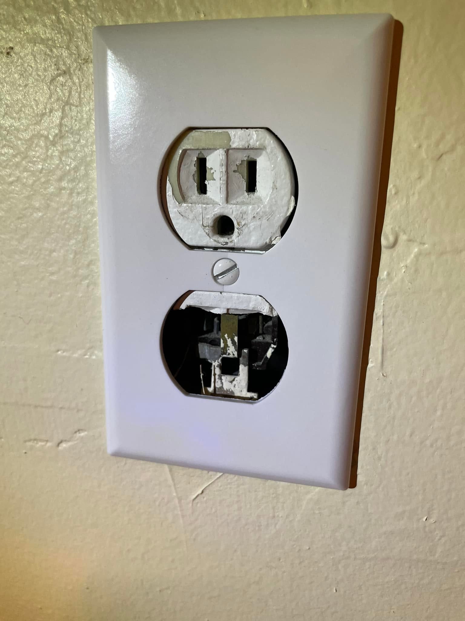 Damaged outlet — replaced