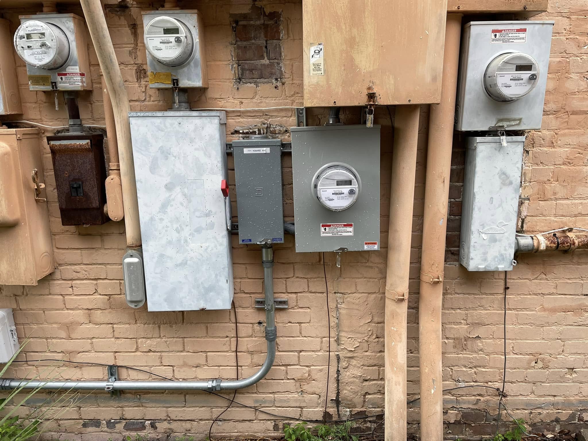 Meters and disconnects — clean finish