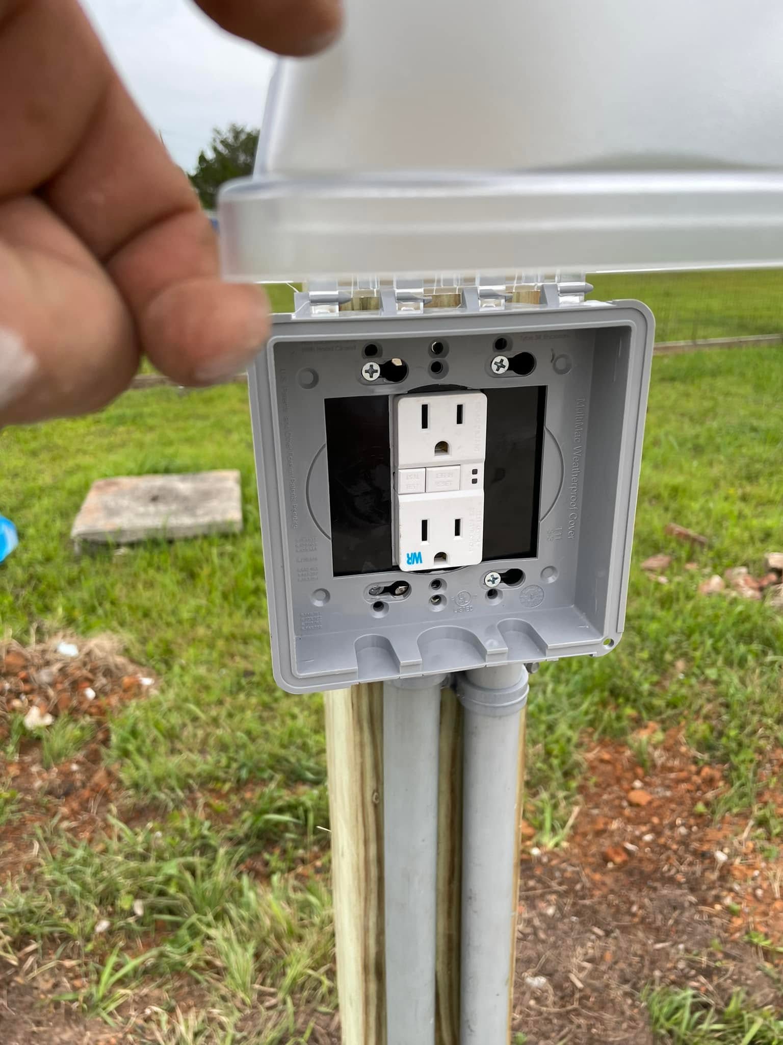 Weatherproof outlet — close-up